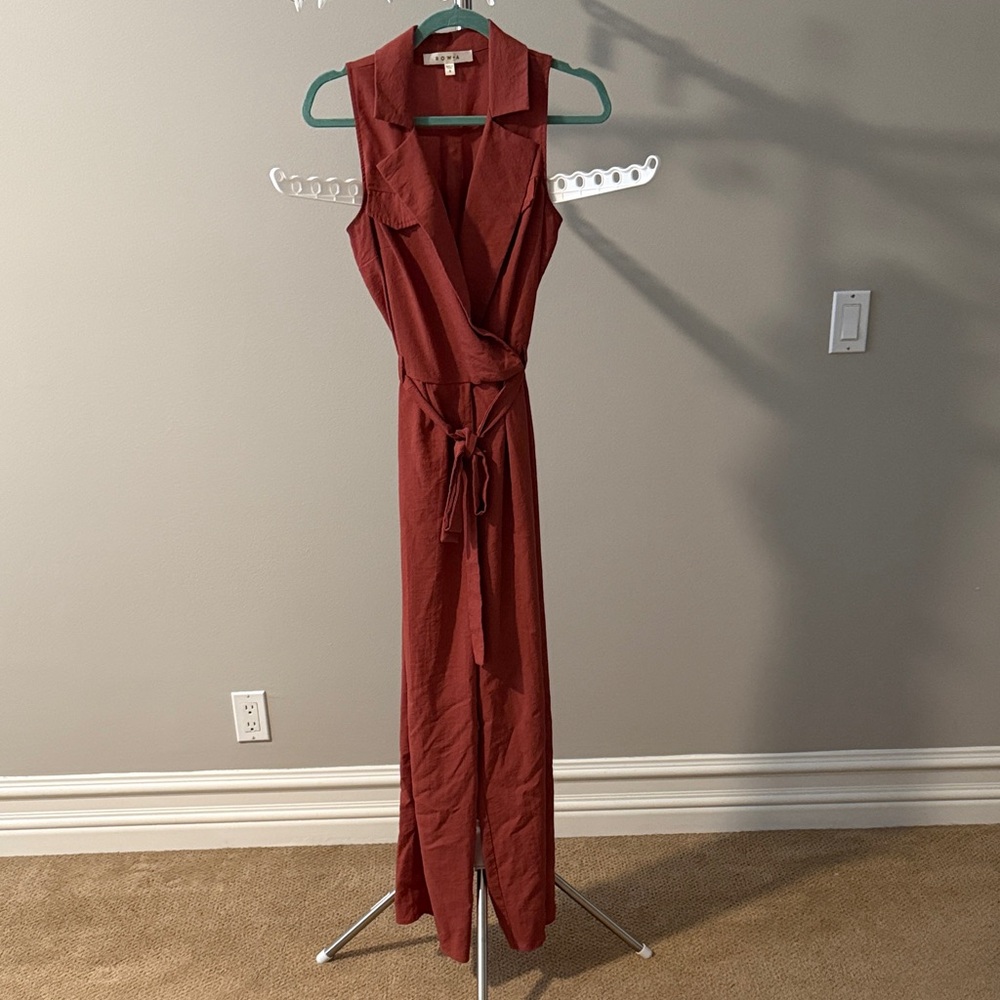 Sleeveless Rust Jumpsuit